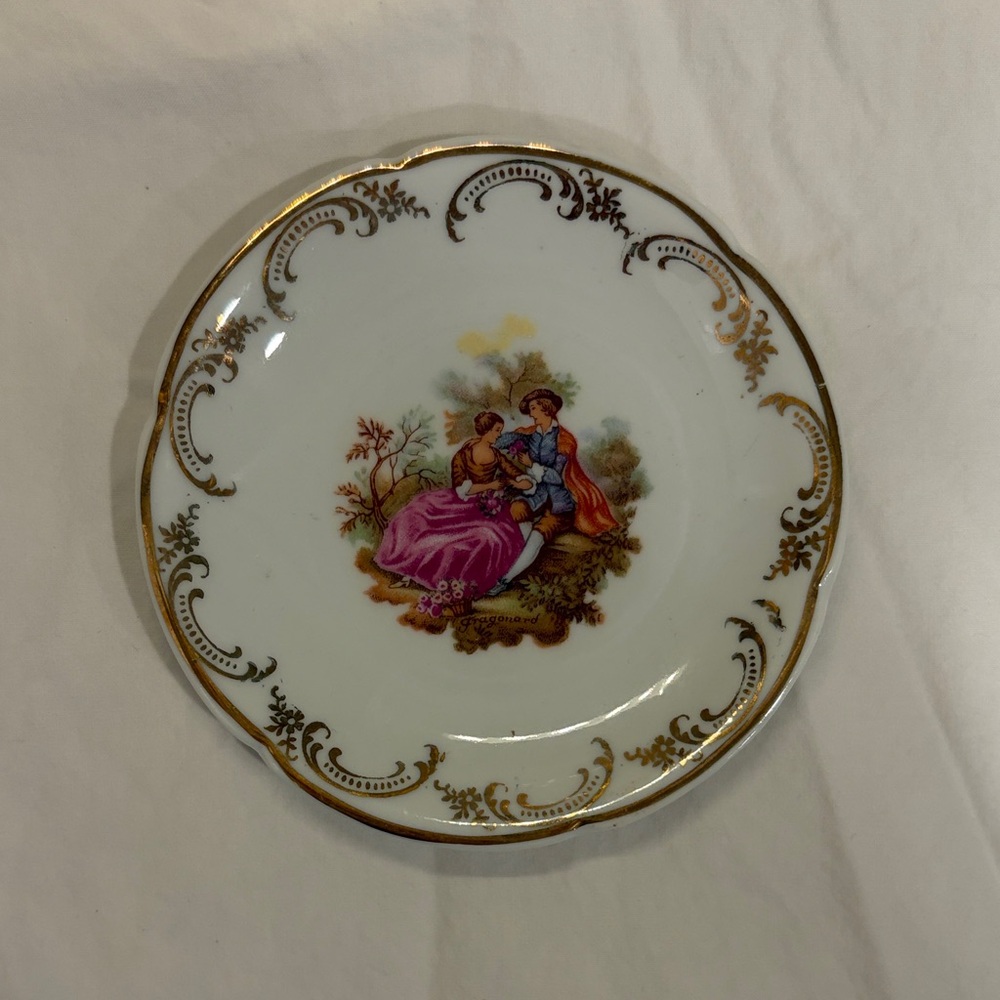 Limoges France Fragonard Courting Couple Mini Plate Dish Porcelain